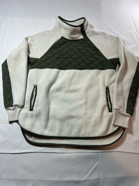 Abercrombie & Fitch Cream Sherpa Fleece with Olive Trim